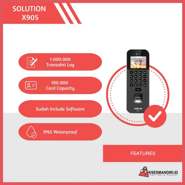 SOLUTION X905 Mesin Absensi Fingerprint - Gambar 3