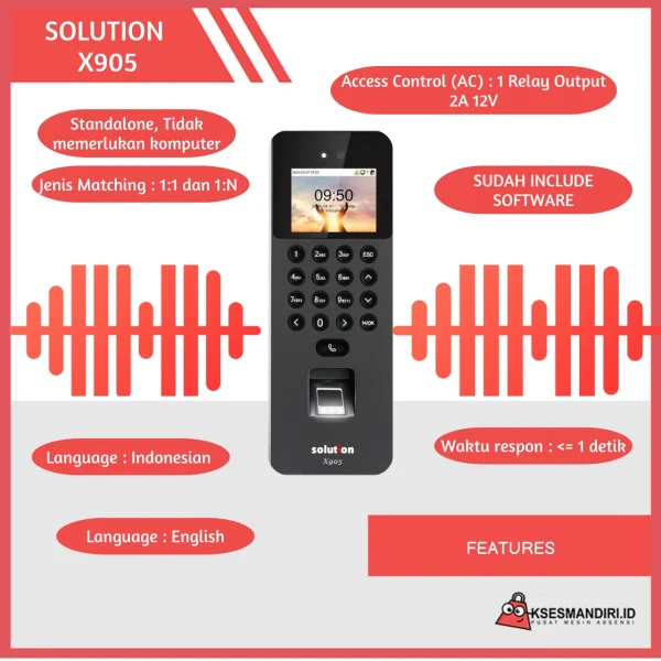 SOLUTION X905 Mesin Absensi Fingerprint - Gambar 4