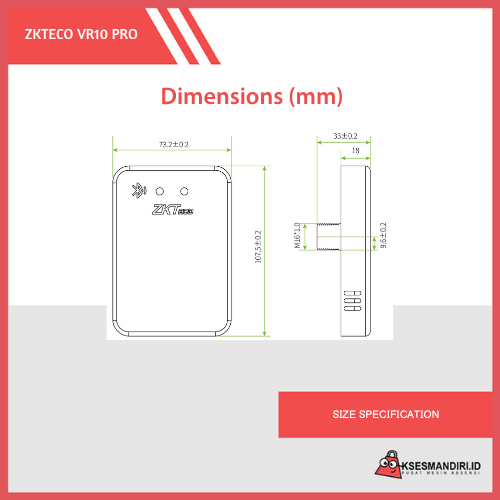 ZKTECO VR10 PRO Mesin Akses Pintu - Gambar 3