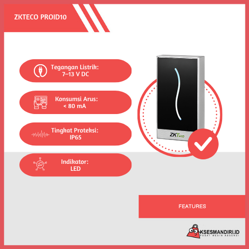ZKTECO PROID Mesin Reader Kartu Akses Pintu - Gambar 3