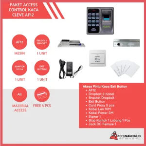 Paket Akses Door CLEVE AF12 Exit Button Fingerprint Pintu Pintu Kaca