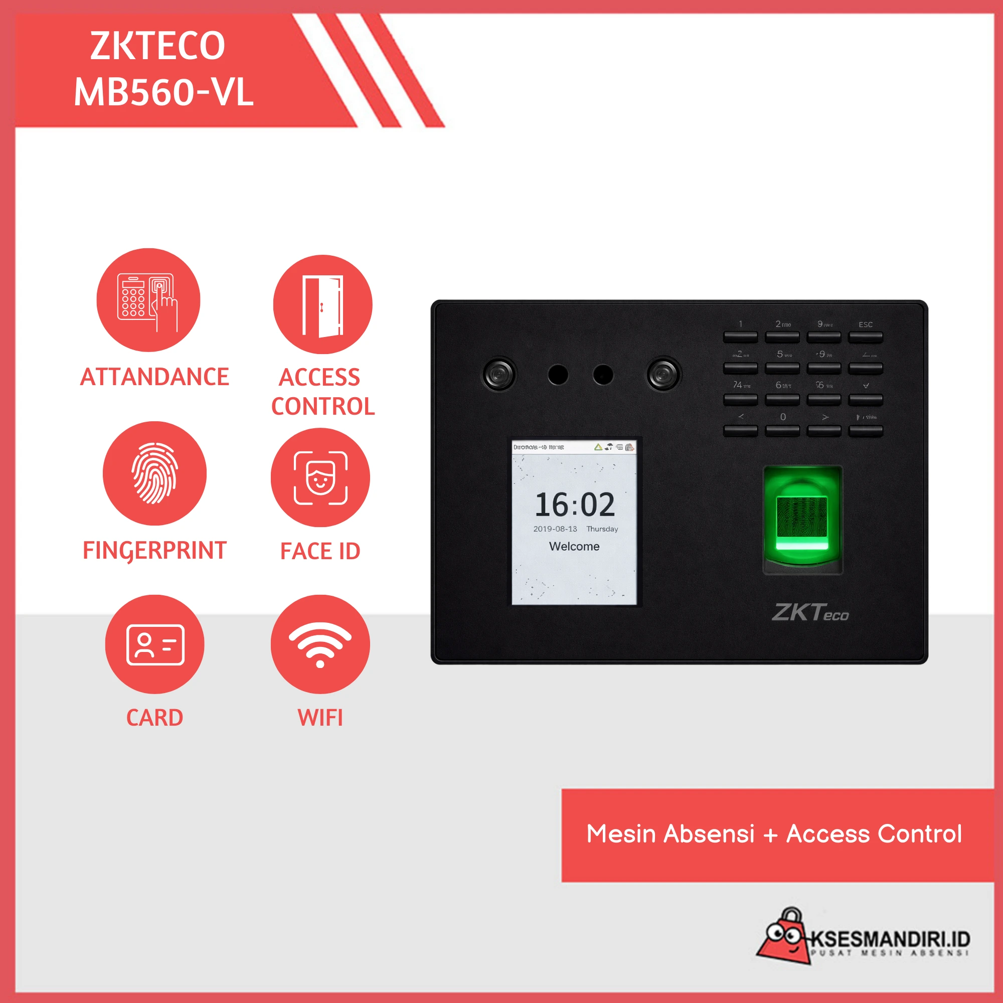 ZKTECO MB560-VL Mesin Absensi dan Akses Pintu